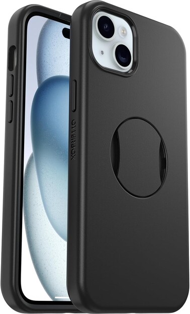 Otterbox Ottergrip Symmetry Case For iPhone 15 Plus/iPhone 14 Plus For MagSafe, Drop Proof, Protective Case With Built-In Grip, 3X Tested To Military Standard, Black