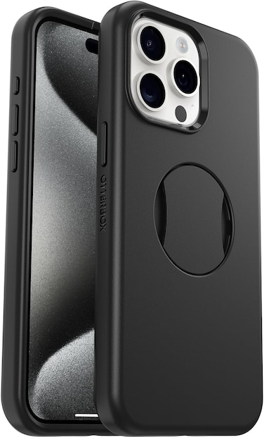 Otterbox Ottergrip Symmetry Case For iPhone 15 Pro Max For MagSafe, Drop Proof, Protective Case With Built-In Grip, 3X Tested To Military Standard, Black