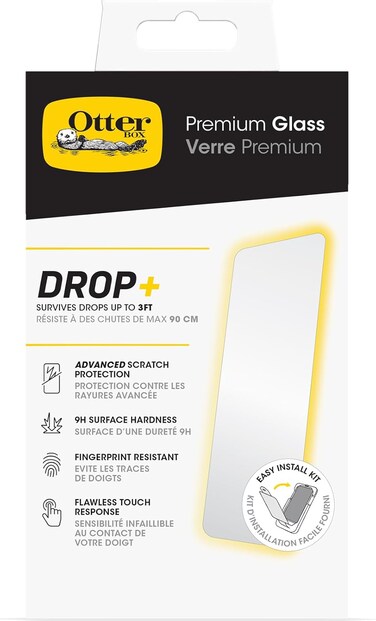 Otterbox Premium Glass Screen Protector For iPhone 15, Tempered Glass, Advanced Scratch Protection, Survives Drops Up To 3Ft, Antimicrobial Protection