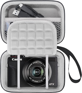 Lacdo Camera Case for Canon PowerShot G7 X Mark IIIPowerShot G7 X Mark II 4K Vlogging Camera, Point and Shoot Vlogging Camera Bag Carrying Case Mesh Pocket fits USB Cable Batteries Black+Gray