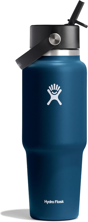 Hydro Flask Wide Mouth Travel Bottle with Flex Straw Cap Indigo, 950ml