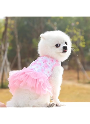 Dog Dress Sparkly Dog Princess Dress，Pet Party Wedding Attire Skirt for Cats and Small Medium Dogs Girls，Cat Apparel Puppy Summer Clothes，Birthday Valentine's Day Christmas (Pink, XL)
