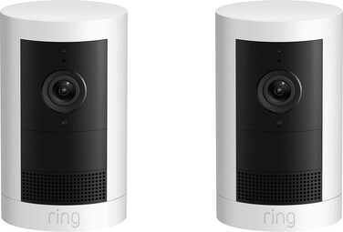 Ring Outdoor Cam Plus, Battery, 2K Security Cameras, 2-Pack - White