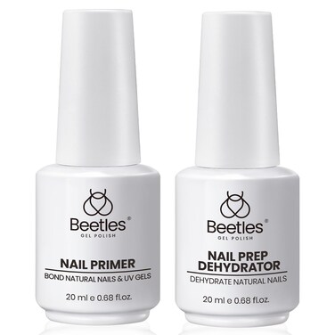 beetles Gel Polish Beetles Nail Dehydrator and Primer Set, 2Pcs 20ml, Natural Nail Prep
