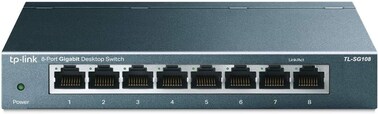 TP-Link 8 Port Gigabit Ethernet Network Switch - Ethernet Splitter, Plug &amp; Play, Fanless, Sturdy Metal W/Shielded Ports, Traffic Optimization, Unmanaged, Limited Lifetime Protection (Tl-Sg108)