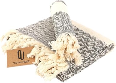 Unique Beach Towel, Special Edition Set 2 Pcs. (XL+S), 100% Organic Cotton Turkish Beach Towels (100x180 &amp; 50x100 CM), Quickdry, Compact &amp; Lightweight Towels, 60% Thicker, Softer, Absorber