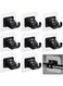 JCZD 8PCS No Drill Curtain Rod Brackets No Drilling Self Adhesive Curtain Rod Holder Hooks Nail Free Adjustable Curtain Rod Hooks Curtain Hangers for Home Bathroom Kitchen &amp; Hotel (Black)