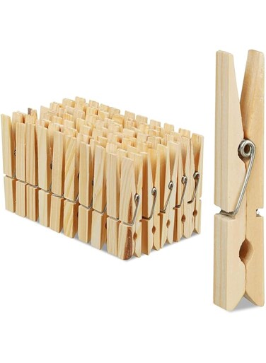REKO Wooden Clothes Pegs, Set of 100, Large, Natural, 1 x 1.4 x 7 cm