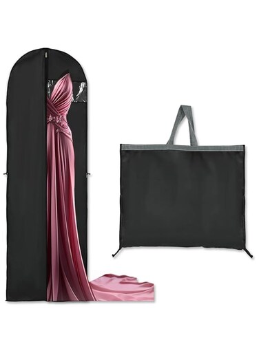 ALANX Garment Bag 1pcs Long Dress Bag Suit Cover 70 x 24inch Dustproof Clothes Covers Wedding Gown Cover Foldable Clothe Storage Bag Protector for Coat，Abayas，Evening Dress Closet Storage (Black)