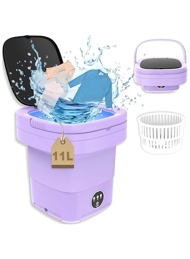 MostNow Portable washing machine,Mini Washer,11L upgraded large capacity foldable Washer,Deep cleaning of underwear,baby clothes and other small clothes,Suitable for apartment,dormitories (Purple)