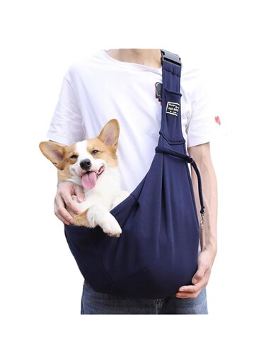 Joyzzz Dog Sling Carrier, Hands Free Reversible Pet Sling Bag with Storage Pocket, Adjustable Shoulder Strap Bag for Small Bag, Puppy Carrier Purse for Daily Walk Outdoor Travel