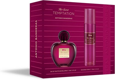 Banderas Perfumes Her Secret Temptation Gift Set Eau De Toilette 80ml + Deodorant 150ml - Romantic, Charming And Femenine Fragrance - Oriental And Sweet Notes - Ideal For Day Wear