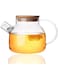 YumLock Glass Teapot with Removable Infuser, Stovetop Safe Teapot for Loose Leaf and Blooming Tea, 1000ML Clear Teapots with Bamboo Lid