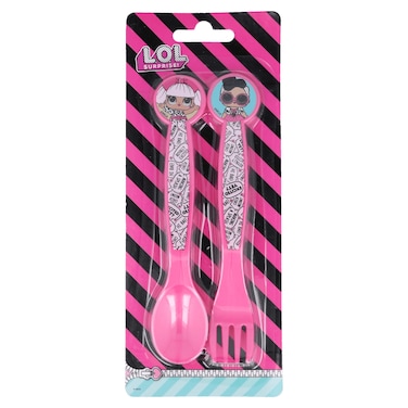 لول سربرايز روك أون بولي بروبيلين 2 قطعة مجموعة أدوات مائدة