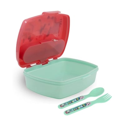 Disney Minnie Mouse Being More Minnie Plastic Lunch Box With Cutlery