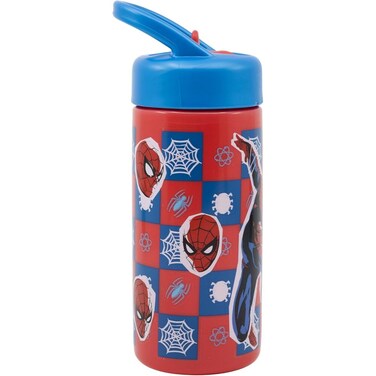 Marvel Spiderman Arachnid Grid Plastic Sipper Water Bottle - 410 Ml