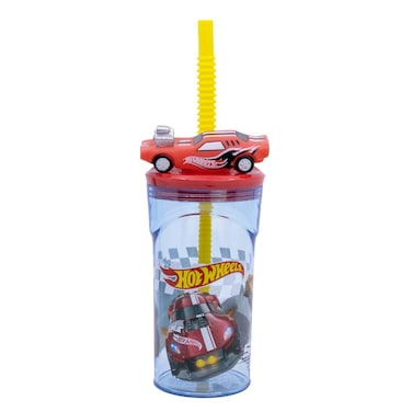 Mattel Hotwheels Blue Fire Plastic 3D Figurine Tumbler - 360 Ml