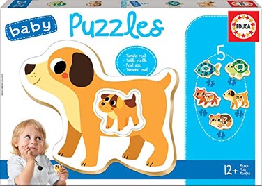 Educa - Set Of 5 Progressive Children's Puzzles Of 2 To 4 Pieces. Baby Puzzles Pets. From 12 Months (17573)