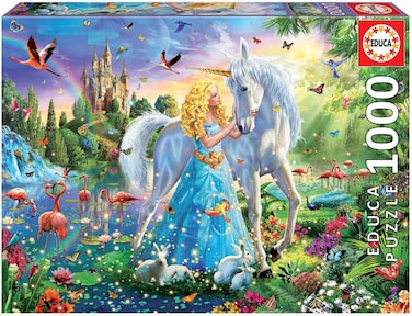 Educa - 1000 Piece Puzzle For Adults , La Princesse Et La Licorne. Comprend Fix Puzzle Tail Pour L'Accrocher Une Fois L'Assemblage I Finished. From 14 Ans (17654)