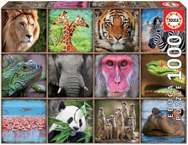 Educa 17656 1000 Wild Animal Collage