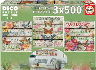 Educa 17965, Country Life, 3 X 500 Pieces Puzzle For Adults and Children From 10 Years, Nostalgia, Puzzle Set, Multicoloured, One Size
