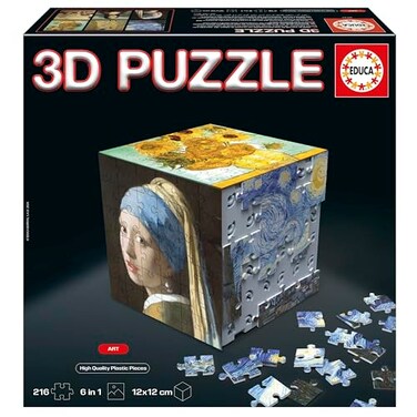 Educa - 3D Puzzle Art The Puzzle Challenge In The Shape Of A Cube With A Total Of 216 Pieces. Structure: Mountable Base With 6 Puzzles Of 36 Pieces. Ages 6+ (20123)