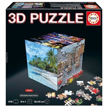 Educa - 3D Puzzle Journey. The Puzzle Challenge In The Shape Of A Cube With A Total Of 216 Pieces. Structure: Mountable Base With 6 Puzzles Of 36 Pieces. Ages 6 And Up (20124)