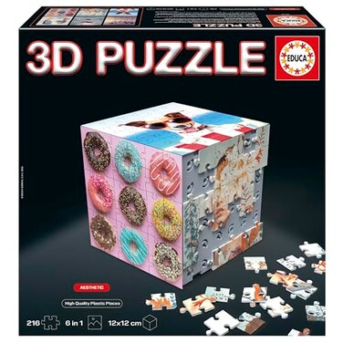 Educa - 3D Puzzle Dice Animals, The Puzzle Challenge In The Shape Of A Cube With A Total Of 216 Pieces. Structure: Mountable Base With 6 Puzzles Of 36 Pieces. Above 6 Years (20125)