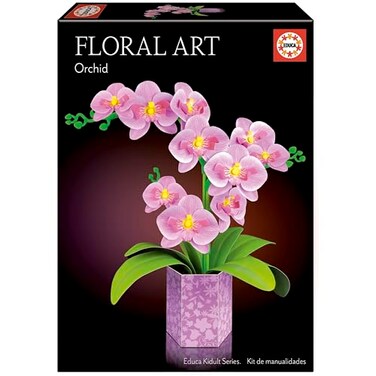 Educa - Orchid Flower Art, Paper Orchid Craft Kit - No Glue Or Scissors Required. A Gift Set, Crafts For Decoration. +6 Years (20135)