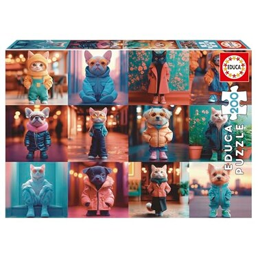 Educa - Children's Puzzle Of 200 Pieces. Fashionable Animals. Measurements: 40 X 28 Cm. Recommended From 6 Years (20219)