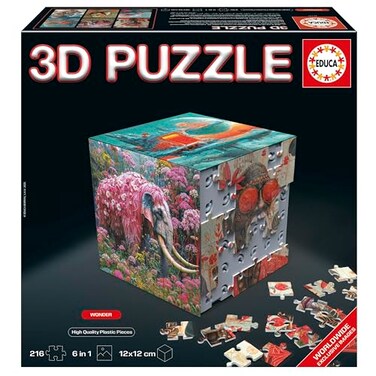 Educa - 3D Puzzle Wonder, The Cube Challenge With A Total Of 216 Pieces, Structure: Mountable Base With 6 Puzzles Of 36 Pieces, 3D Puzzle For Adults From 8 Years (20334)