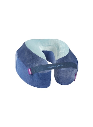 Evolution Earth Pillow - Eco-Friendly Memory Foam Neck Pillow with Chin &amp; Neck Support - Water Blue