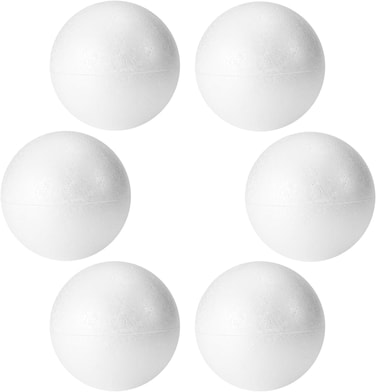 CRAFT MAGIC 6-Pack 4-Inch Foam Balls &ndash; White Polystyrene Smooth Round Balls for Arts &amp; Crafts, School Projects, Weddings, Christmas and Home Decoration