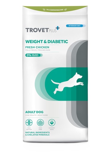 Trovet Plus Adult Dog Weight &amp; Diabetic Chicken Veterinary Diets 3kg