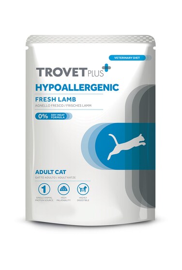 Trovet Plus Pouch Cat Hypoallergenic Lamb Veterinary Diets Wet Food 85g Pack of 12