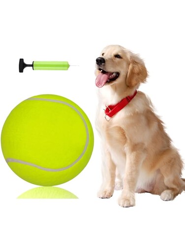 Masroo Giant Tennis Balls for Dogs-24 CM Big Dog Toy Balls,Dog Birthday, Interactive Large Tennis Ball for Dogs with Inflating Needles for Indoor Outdoor Training Playing Sports