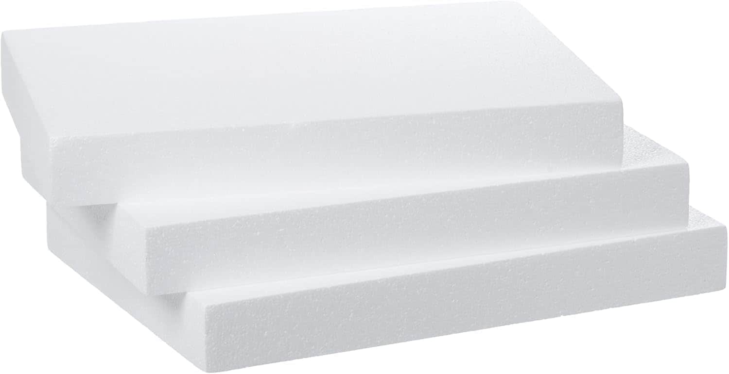 Buy 3 Pack Polystyrene Craft Foam Blocks 16x12x2 Inch (40x30x5 cm ...