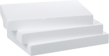 3 Pack Polystyrene Craft Foam Blocks 16x12x2 Inch (40x30x5 cm) &ndash; Large White EPS Rectangular Foam Bricks for DIY Arts, School Projects, Sculpting, Modeling &amp; Floral Arrangements