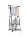 Clothes Rack, Small Metal Garment Rack with Shelves for bedroom Rolling clothing rack for Hanging Clothes on Wheels for Hanging Clothes (Black)