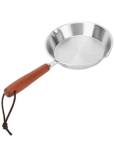 Sorandy Frying Pan, Stainless Steel Frying Pan Mini Non-Coated Non-Stick Pan Stay Cool Handle Gas Induction Stove Universal Frying Pan, for Household Restaurant (12CM)