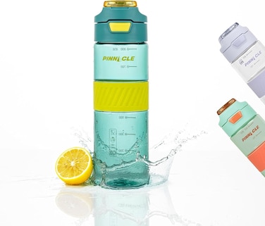 Pulse Hydration Bottle (650ML, Blue) - Motivational Water Bottle with One Hand Operation, Hydration Tracker &amp; Flip Top Lid