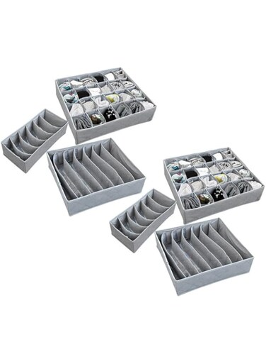 eWINNER 6 PCS Set Closet Organizer Foldable Box Bamboo Charcoal Fibre Storage Box for Bra/underwear/masks/towels/necktie/Gloves/socks Divider Drawer Closet Organizer Interior Cloth Organizador