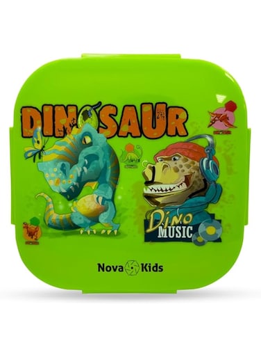 Nova Kids Square 1000ml Bento Lunch Box - Dino Green