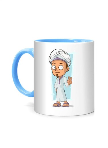 Styles Arabic Cartoon Printed Mug White/Blue