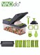 14 In 1 Vegetable Chopper Adjustable Multifunctional Food Chopper with Container Onion Carrot Salad Chopper Grey