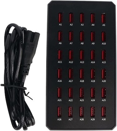 Crony WT268 30USB Ports, Smart Charger Station, 150W, Safe, Fast Charging, Charge Multiple Devices, Sponge Foot Pad, PWM Power Management Chip, Fire Retardant