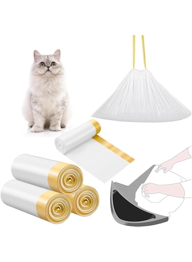 Moonmen 30 Count Cat Litter Box Liners Drawstring Kitty Litter Pan Box Liners Heavy Duty Cat Litter Bags Thick Cat Litter Box Liners Kitty Litter Bags (79 * 45cm)