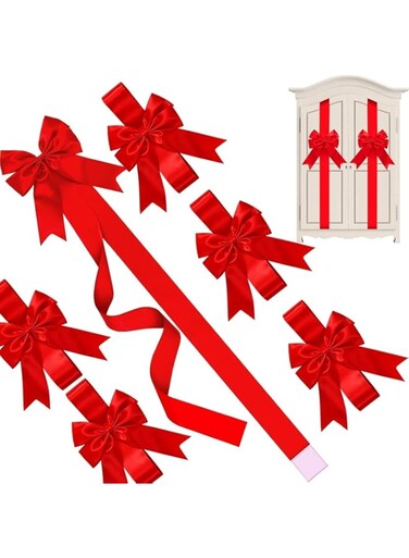 THE WHITE SHOP 8 PCS Pull Bows, Gift Bows, Giant Bow for Car, Birthday Bow, Bow for Gifts for Present Bouquet Floral Arrangements Birthday Wedding Decoration(RED)