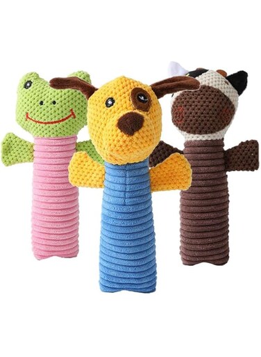 Squeaky Dog Toys : 3 Pack Plush Dogs Chew Toy for Small Medium Breed Chewer Squeaky Pet Supplies Tough Durable Puppy Teething Chewing Interactive to Keep Them Busy Best Birthday Gift