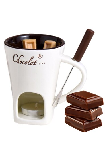 Fondue Cup, 130ml Ceramic Chocolate Fondue Mug, Creative Melt Hot Pot Cup for er, Caramel, Cute Chocolate Fondue Cup for Chocolate, Cheese, High-Temperature-Resistant